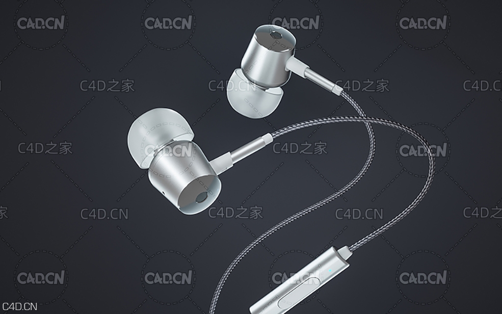 银白色耳机C4D OCTANE模型 headset - C4D之家 - 耳机-白.jpg