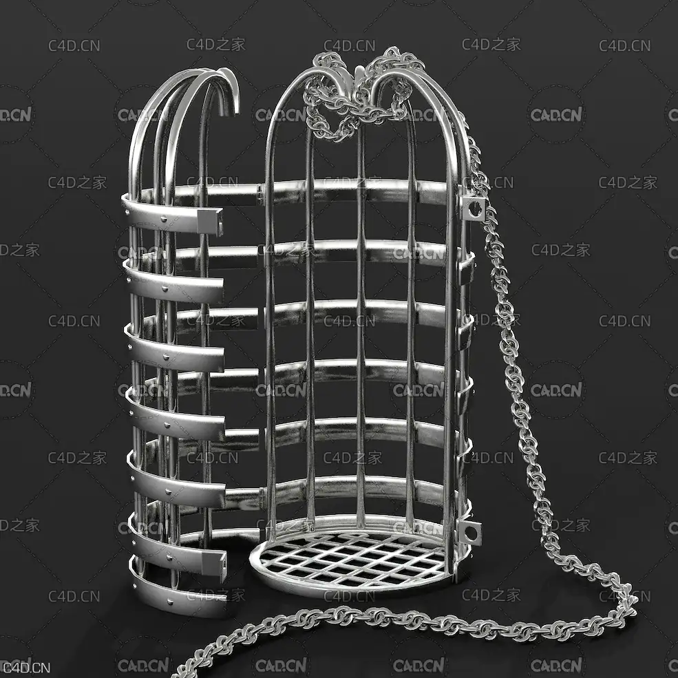 打开的鸟笼C4D模型 cage 铁笼 牢笼 金属笼子 铁链 宠物笼 - C4D之家 - cage_v003.jpg