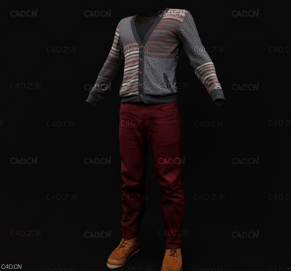 男装衣服开衫针织外套C4D OCTANE模型 clothes - C4D之家 - 20190908162411_41068.jpg