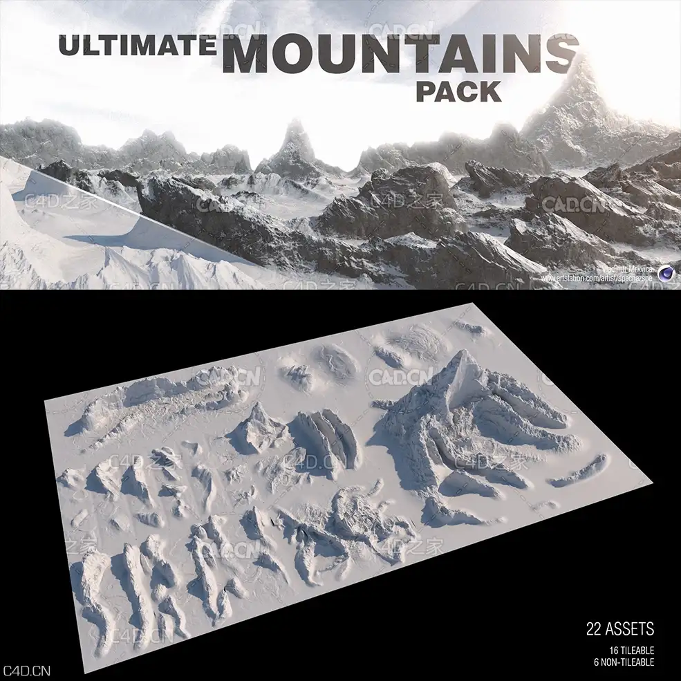 22个山脉地形C4D模型 Ultimate Mountains Pack - Cinema 4D - C4D之家 - 未标题-1.jpg