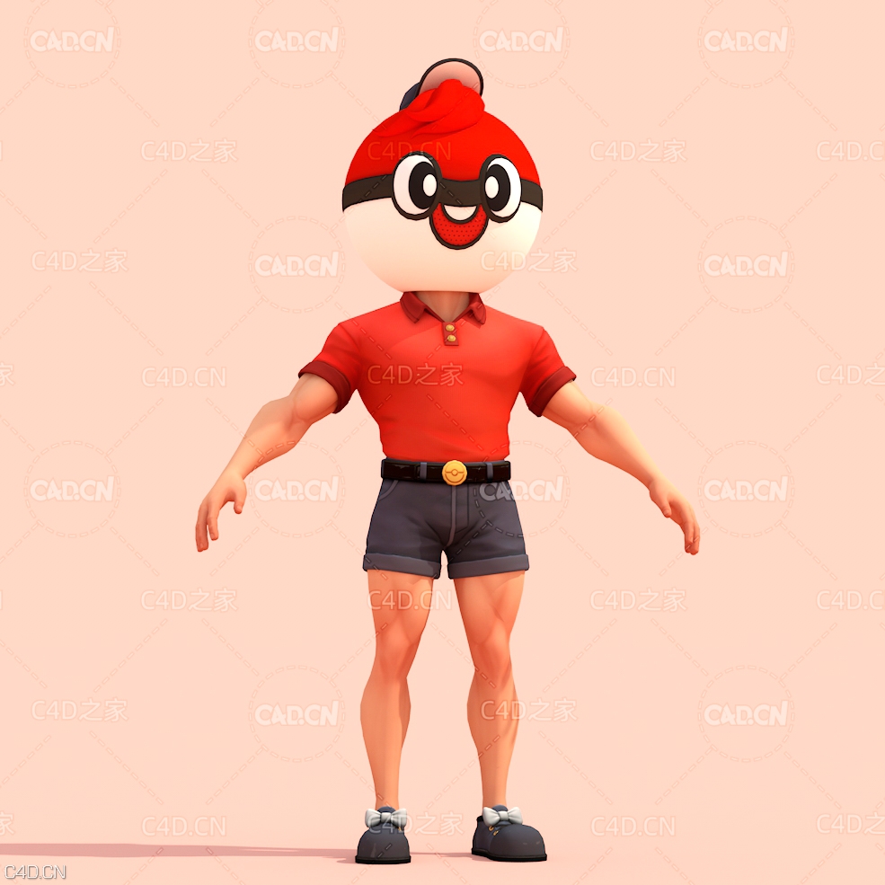 圆球笑脸卡通人物C4D模型 ball Guy - C4D之家 - 2.jpg