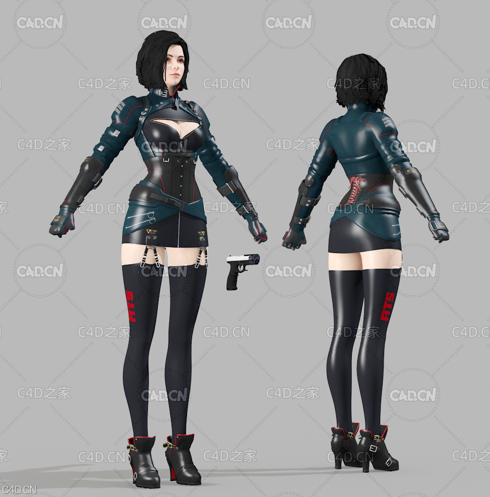性感女杀手角色C4D模型 Military Girl