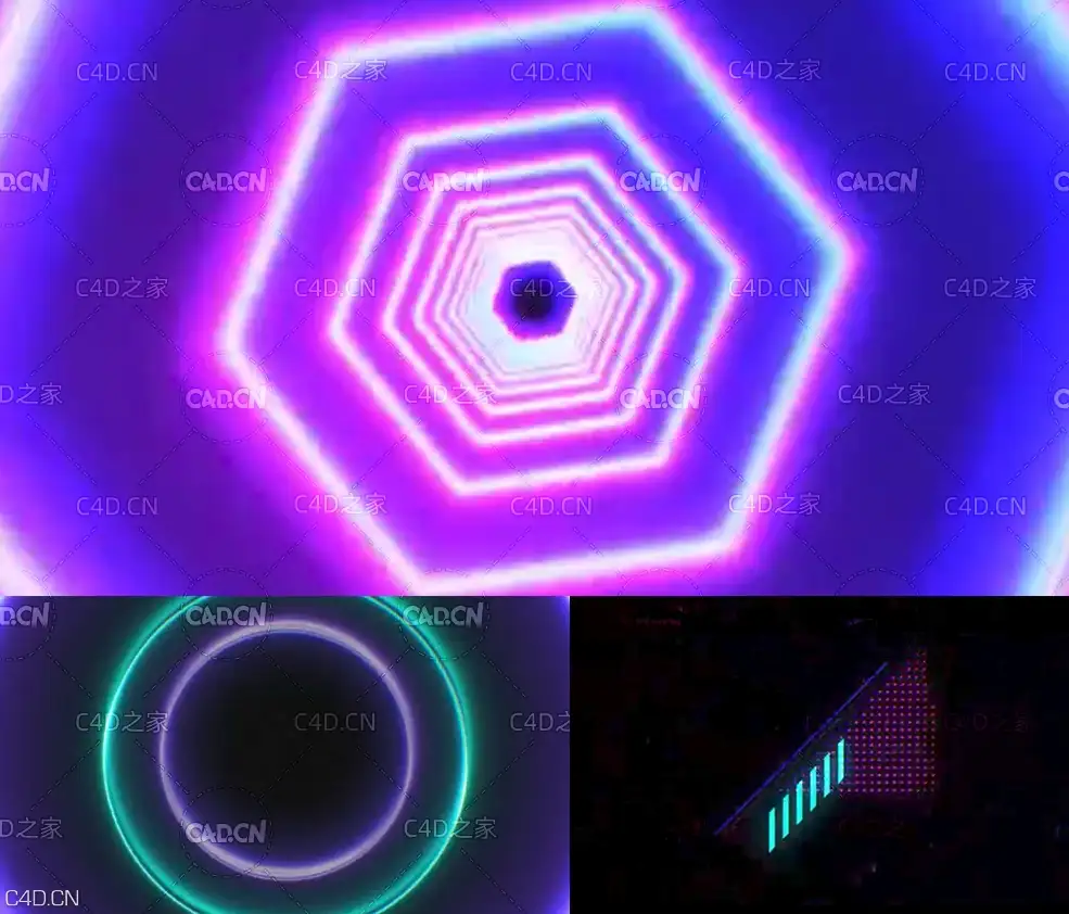 70组霓虹赛博朋克动感图形动画视频素材 Motion Science – Neon Glitch Shapes