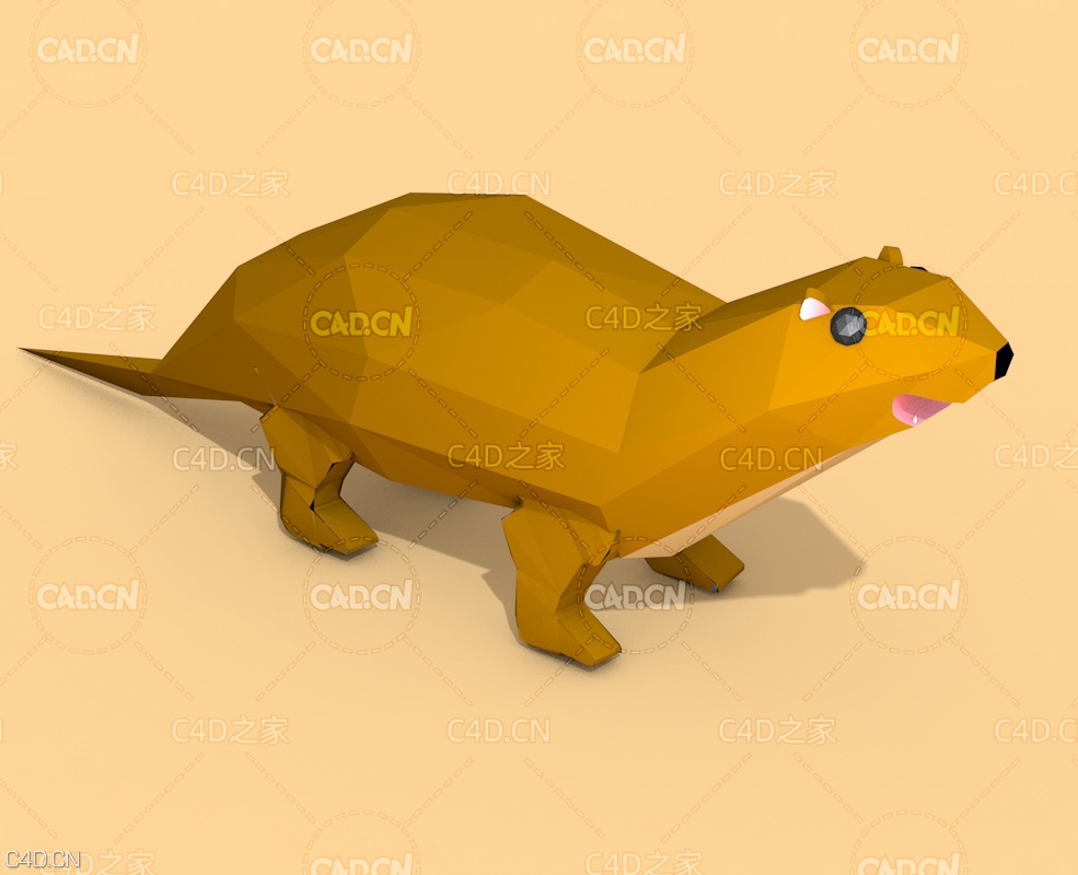 低面多边形水獭C4D模型 Otter - C4D之家 - Otter-LP.jpg