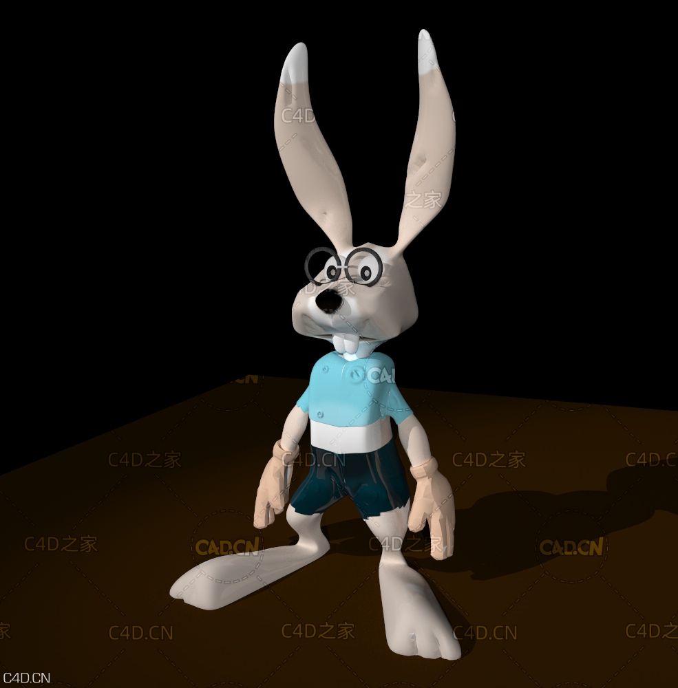 戴眼镜的卡通兔子低面模型 rabbit