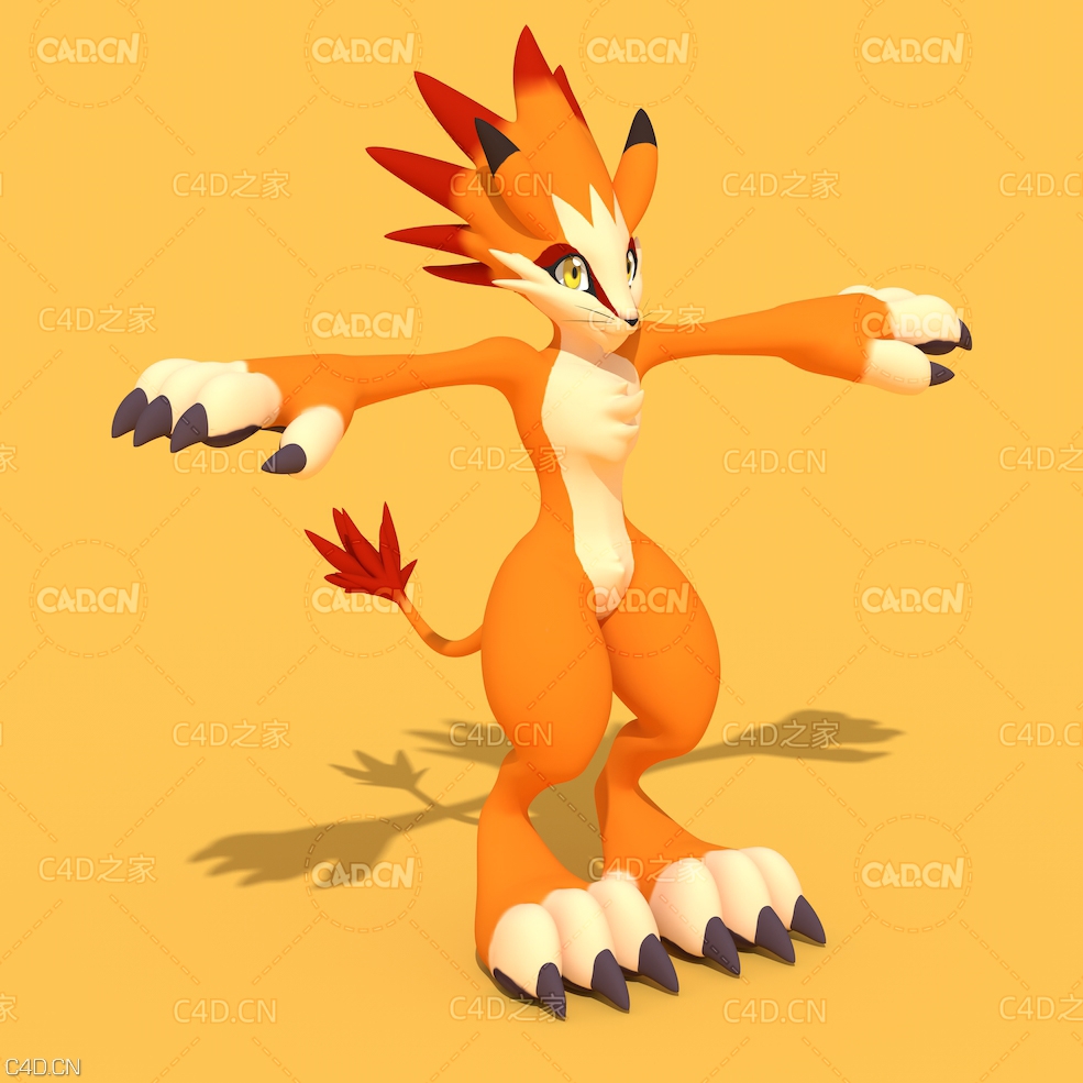 卡通狐狸蒙巴角色C4D模型 Moomba