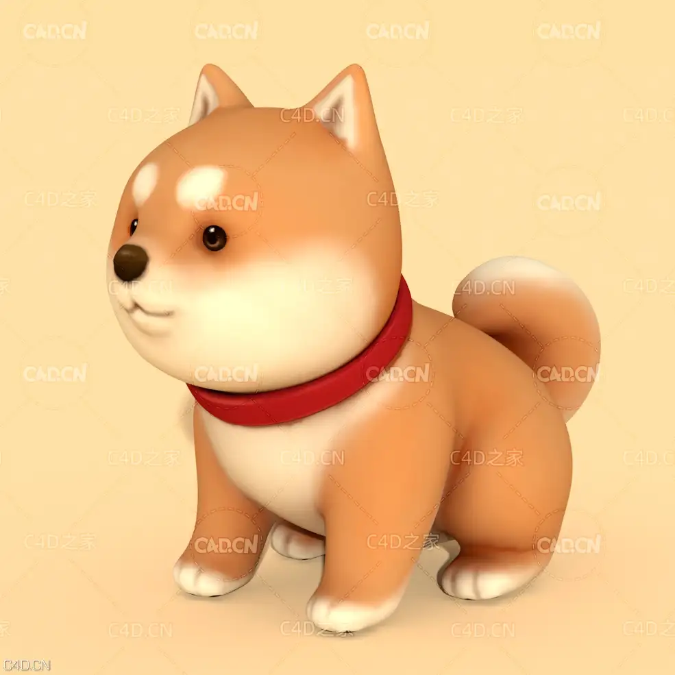 C4D可爱秋田犬小狗动物模型 Dog 3d model
