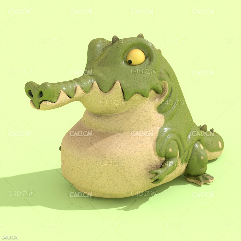 大肚鳄鱼卡通角色C4D模型 crocodile 3d model