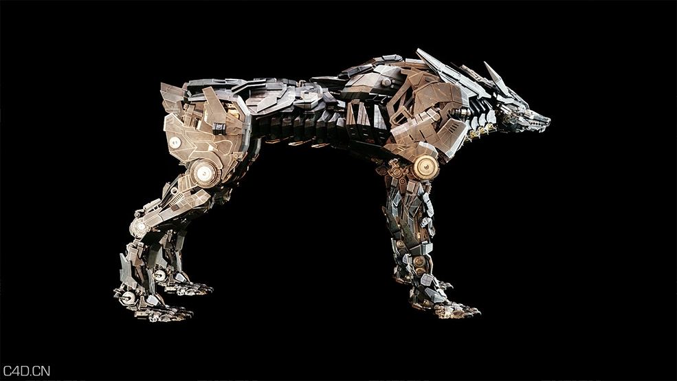 科幻机械狗C4D模型 Mechanical dog 3d model