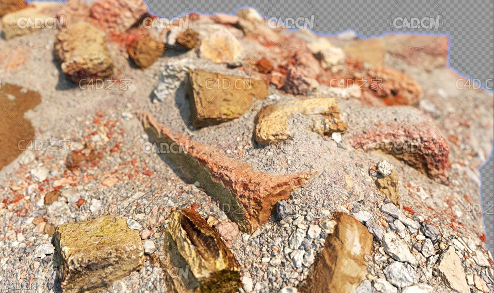 建筑废墟砖石碎石块C4D模型 Ruins 3d model