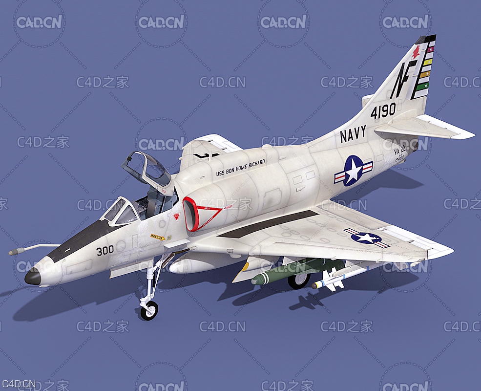 道格拉斯A-4“天鹰”攻击机C4D模型 Douglas A-4 Skyhawk - C4D之家 - 88.jpg