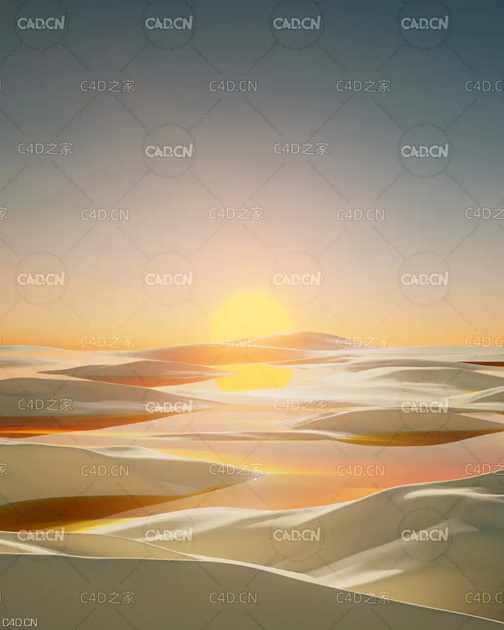 太阳升起场景C4D Redshift工程 Surreal Landscape - Cinema 4D / Redshift