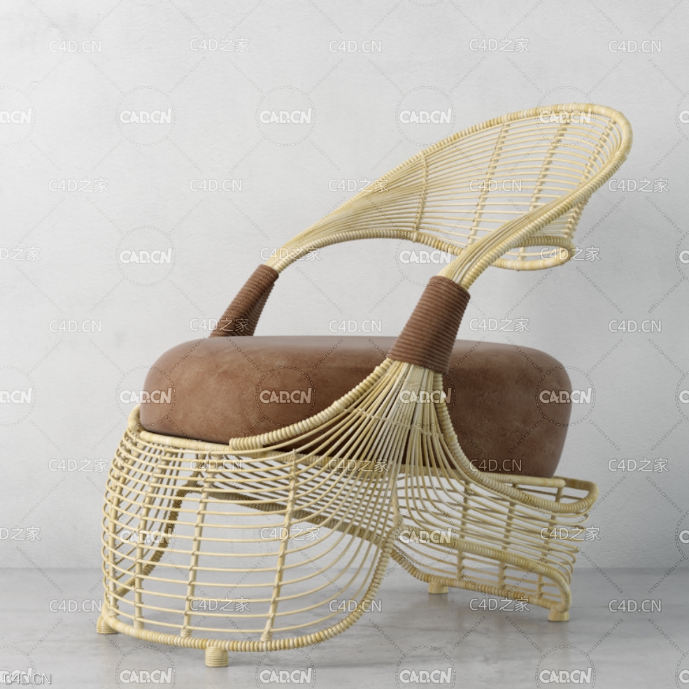 户外懒人椅藤编家具藤椅C4D模型 cane chair - C4D之家 - 002.jpg