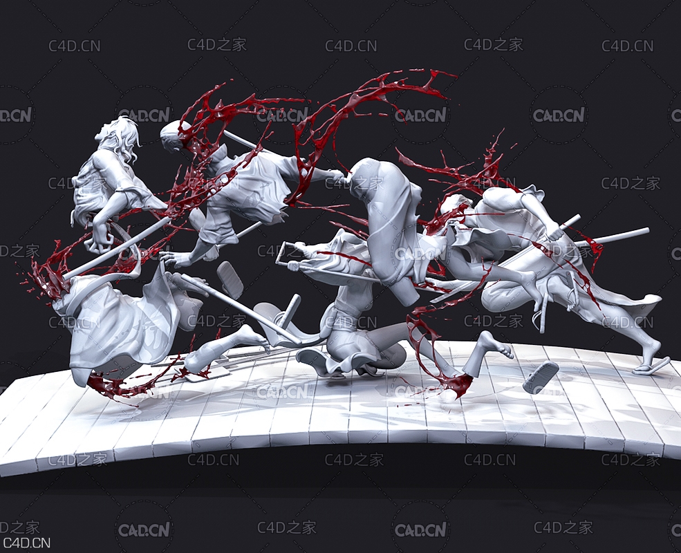 日本武士厮杀血溅桥头场景C4D模型 Dreamfall 3d model - C4D之家 - 55.jpg
