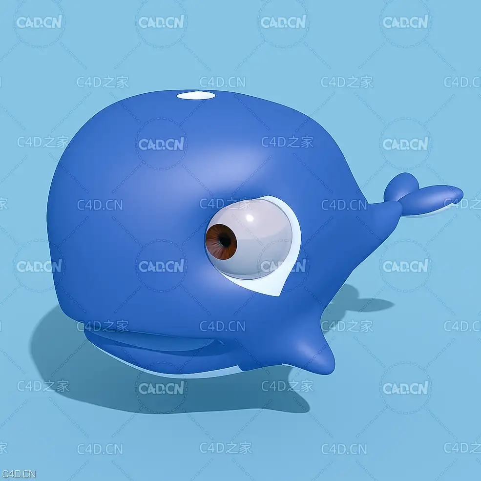 可爱的卡通鲸鱼C4D模型 whale