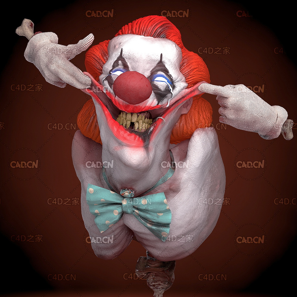 小丑做鬼脸C4D模型 clown