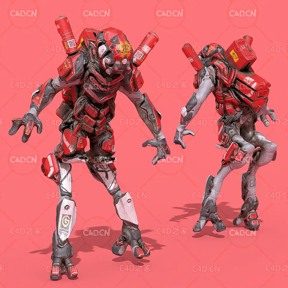 科幻机械外星人C4D模型 Alien - C4D之家 - C4D科幻外星人机械盔甲模型.jpg