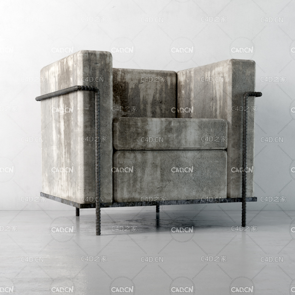 破旧单人沙发C4D模型 sofa