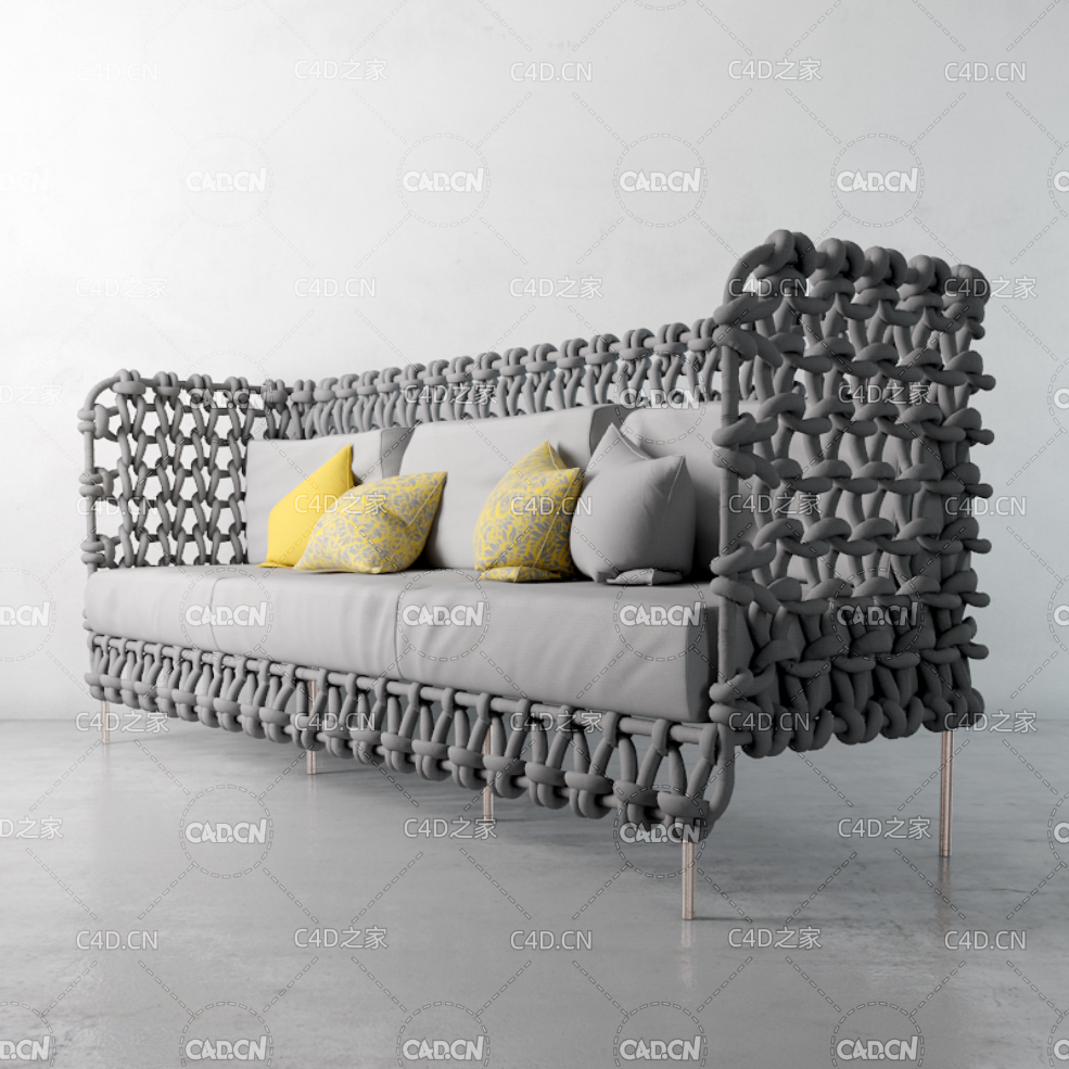 网格沙发藤艺编织沙发C4D模型 Mesh sofa - C4D之家 - 007.jpg