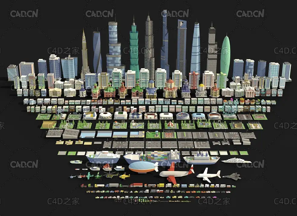 420个低面多边形城市建筑C4D模型 Tile pack city 3d low poly - C4D之家 - tile-pack-city-3d-low-poly-3d-model-low-poly-max-obj-fbx-ma-blend-unitypackage.jpg