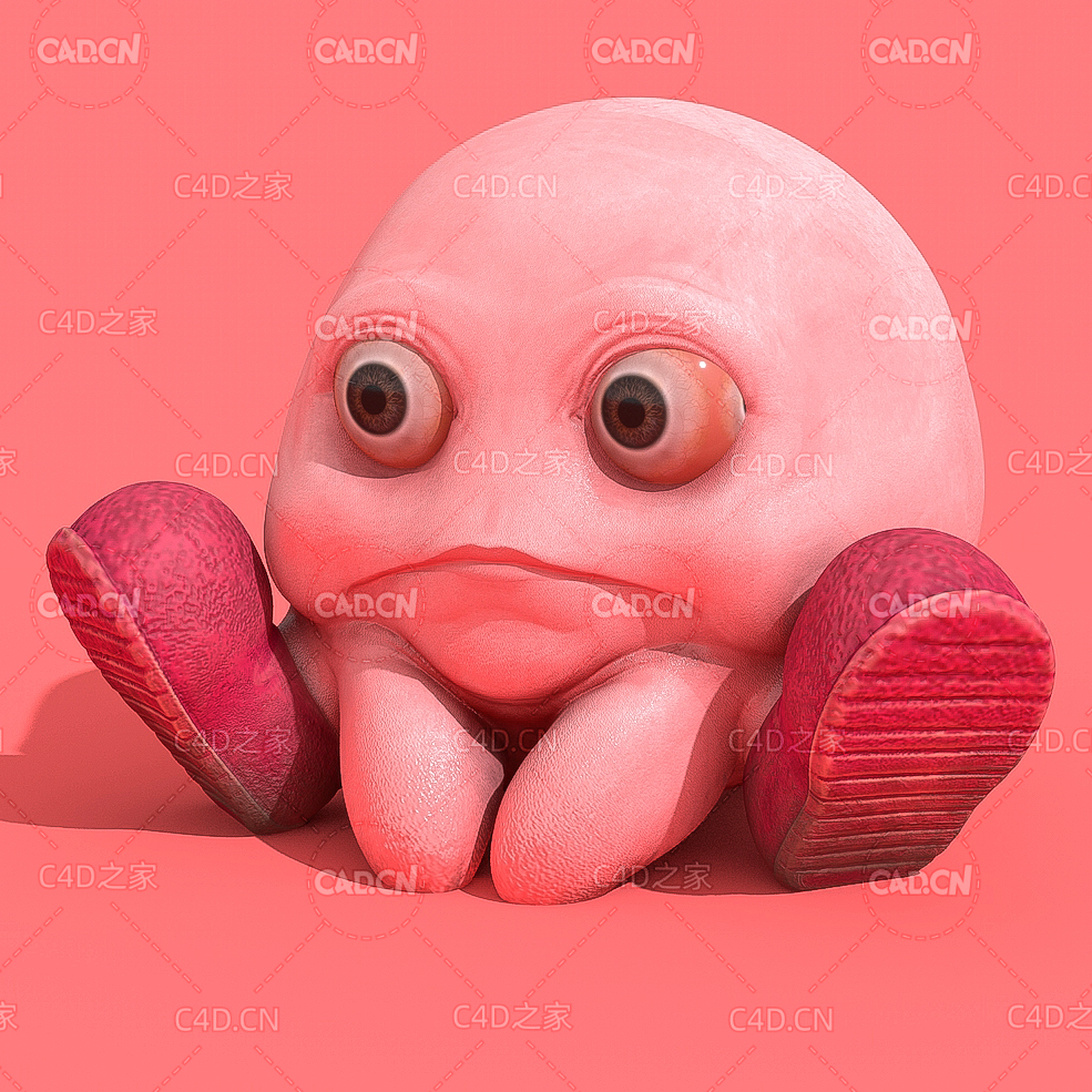无身躯的大头怪大头娃娃星之卡比C4D模型 kirby - C4D之家 - C4D.jpg