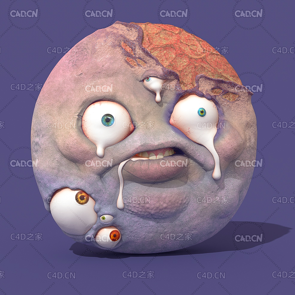 满脸眼睛的大饼脸怪物C4D模型 - C4D之家 - C4D.jpg