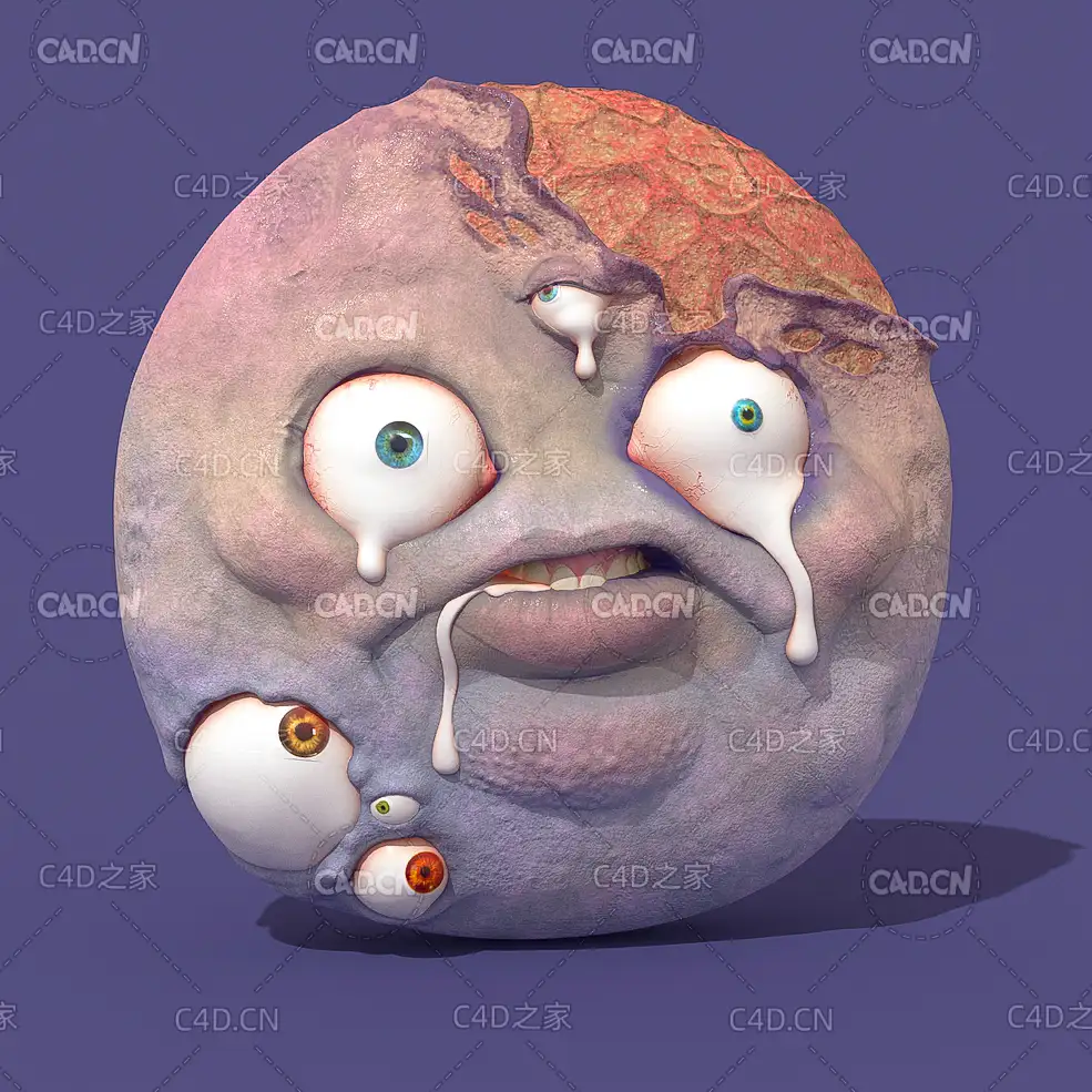 满脸眼睛的大饼脸怪物C4D模型 - C4D之家 - C4D.jpg