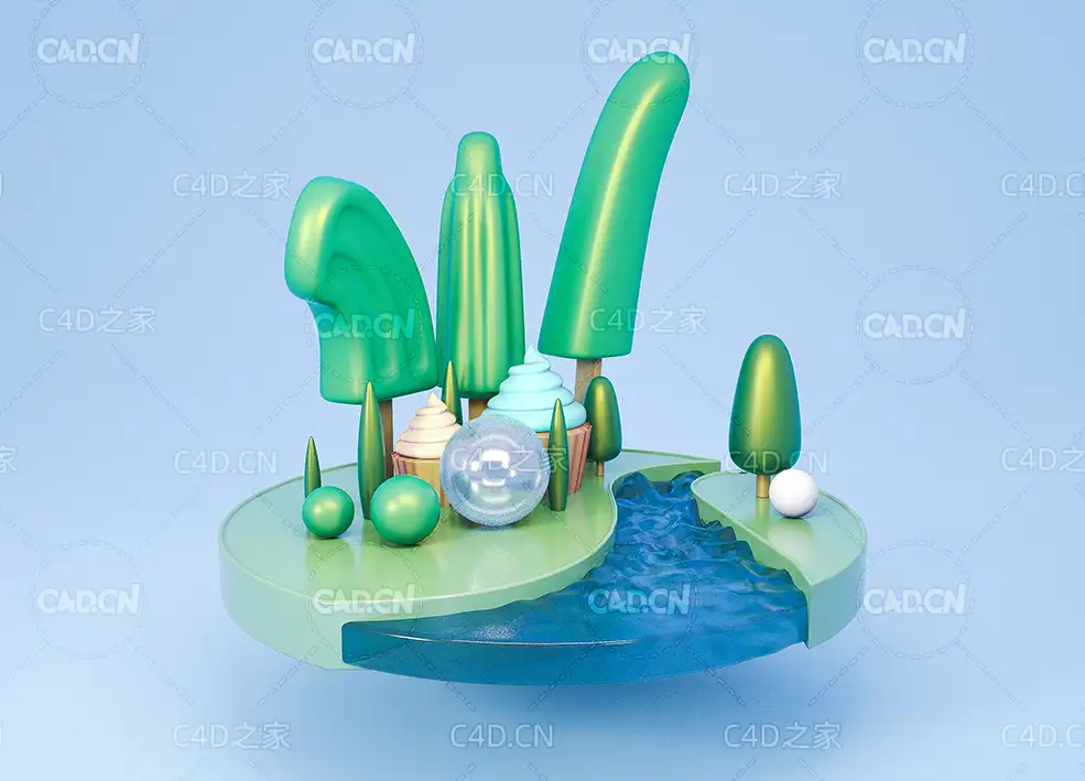 卡通小河树木景观C4D OCTANE工程 - C4D之家 - 0366.jpg
