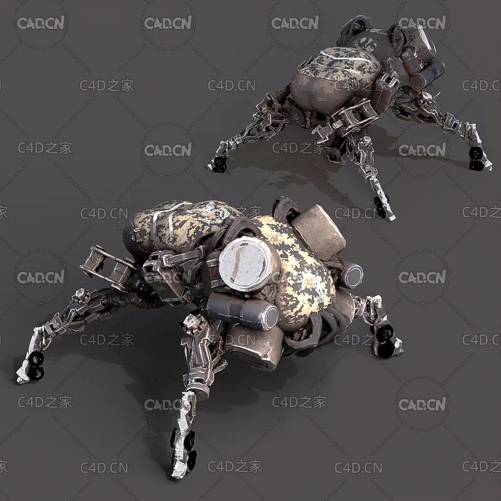 低面机械苍蝇C4D模型 Mechanical fly