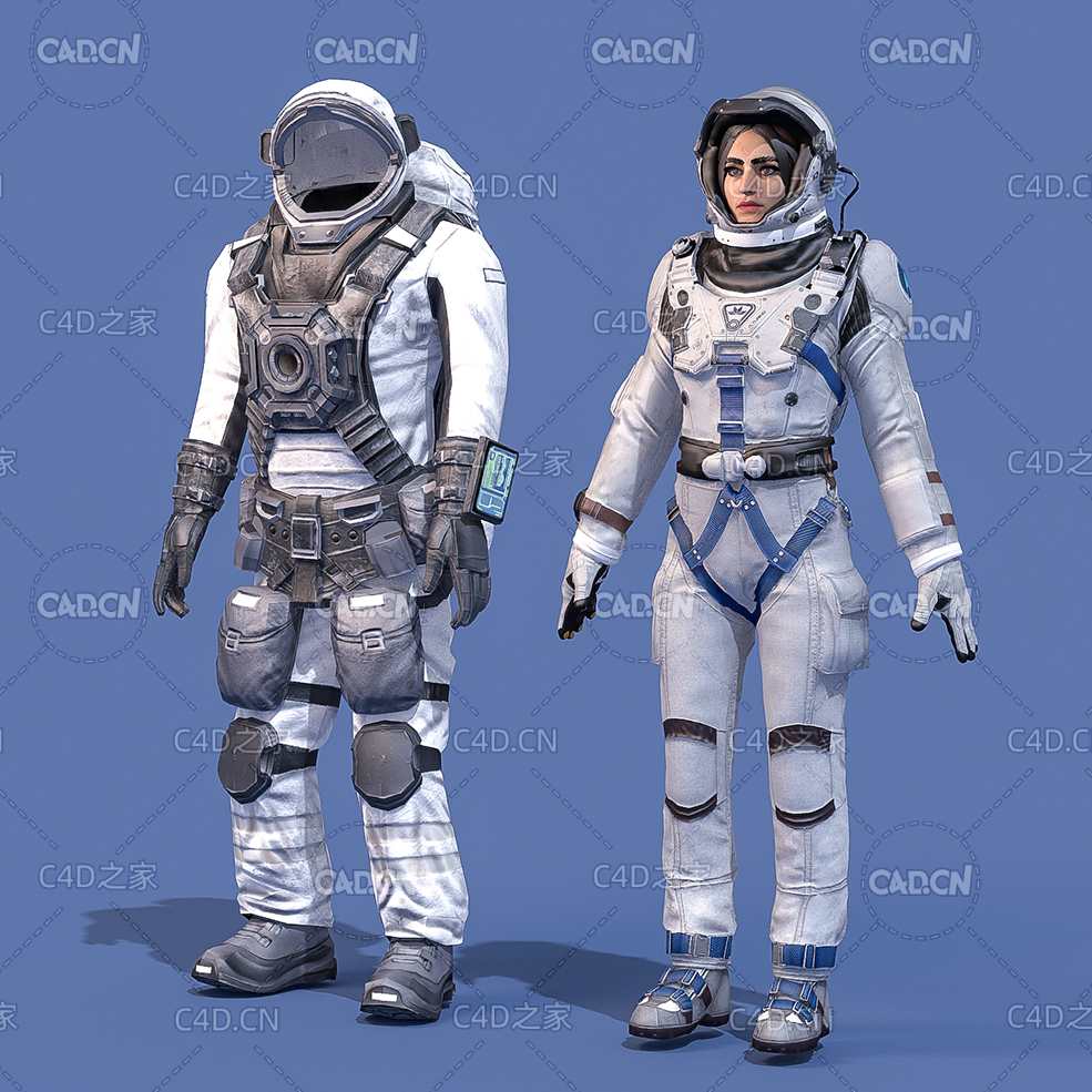 身穿航天服的女宇航员C4D模型 astronaut - C4D之家 - C4D男女战斗机飞行员模型.jpg