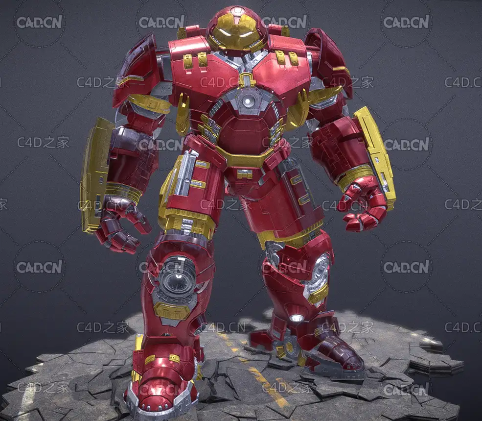 钢铁侠反浩克装甲变形机器人C4D模型 Anti-Hulk Armored Mecha Robot MK44