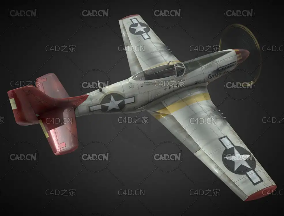 美国螺旋桨式战斗机C4D模型 P-51 Fighter 3d model