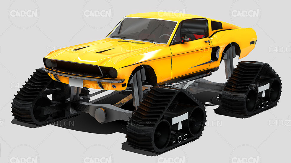 低面福特野马69改装汽车C4D模型 Ford Mustang Car 3d model