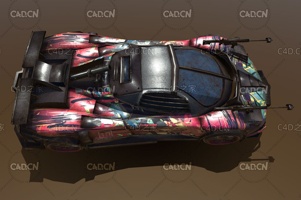 帕加尼Zonda非主流涂鸦射击车C4D模型 Pagani Zonda car 3d model - C4D之家 - 56-2.jpg
