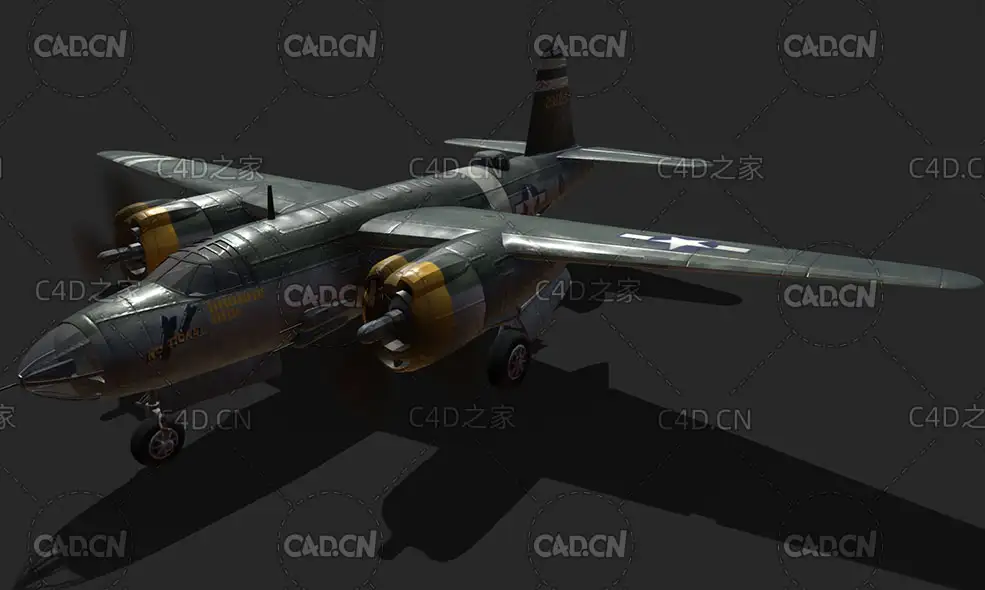 美国马丁B-26轰炸机C4D模型 3d model