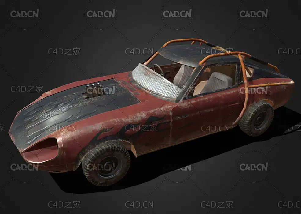 生锈破旧的恶魔Z跑车C4D模型 Datsun 240Z（Flamegamer） - C4D之家 - 61.jpg