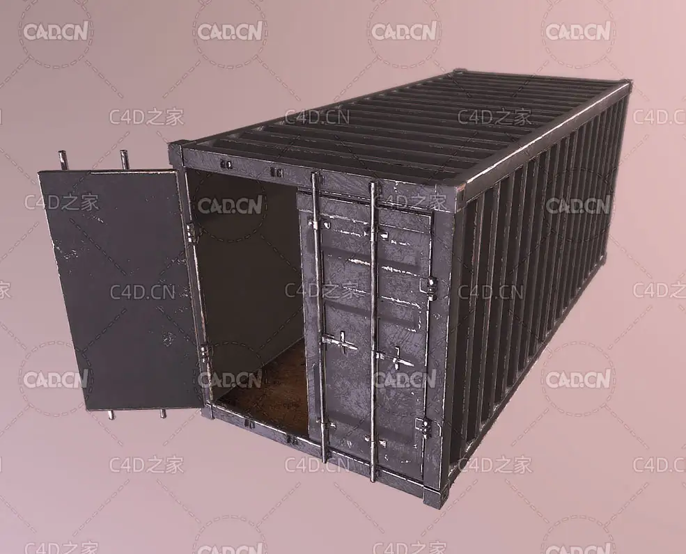 锈迹斑斑的金属集装箱C4D模型 container 3d model
