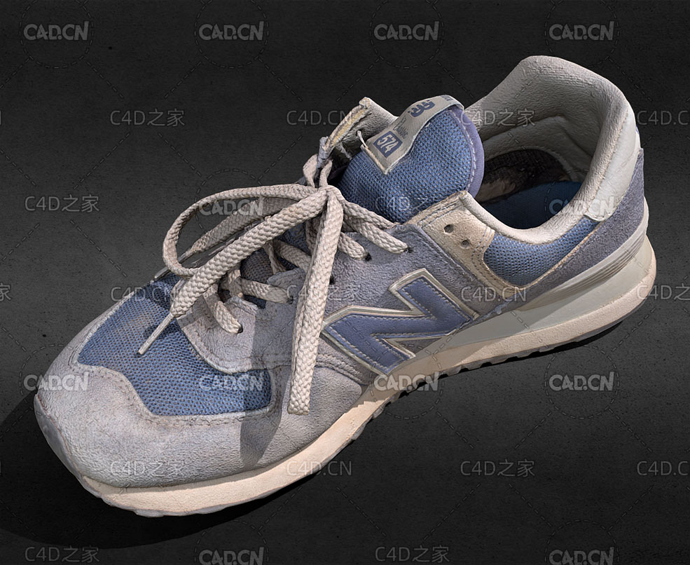 破旧二手新百伦休闲运动鞋C4D模型 New Balance 574 Classic