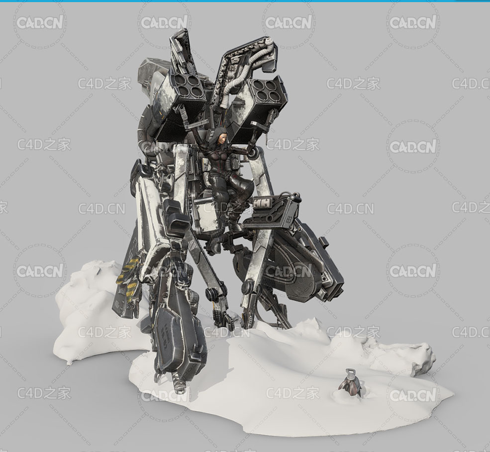 金属机械座驾机甲座椅控制机器人C4D模型 Metal mechanical car - C4D之家 - 88-机械水壶-1.jpg