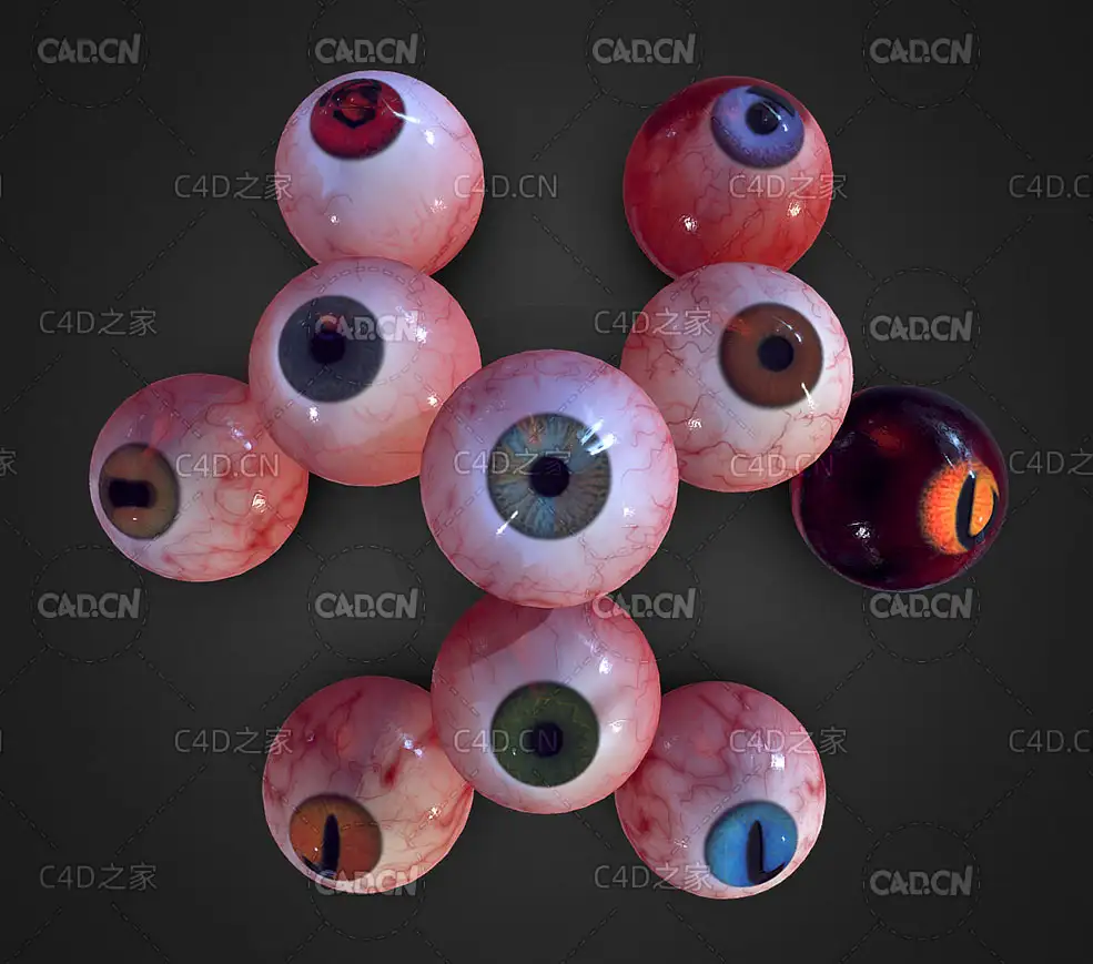 10个人物眼球C4D模型 eyeball