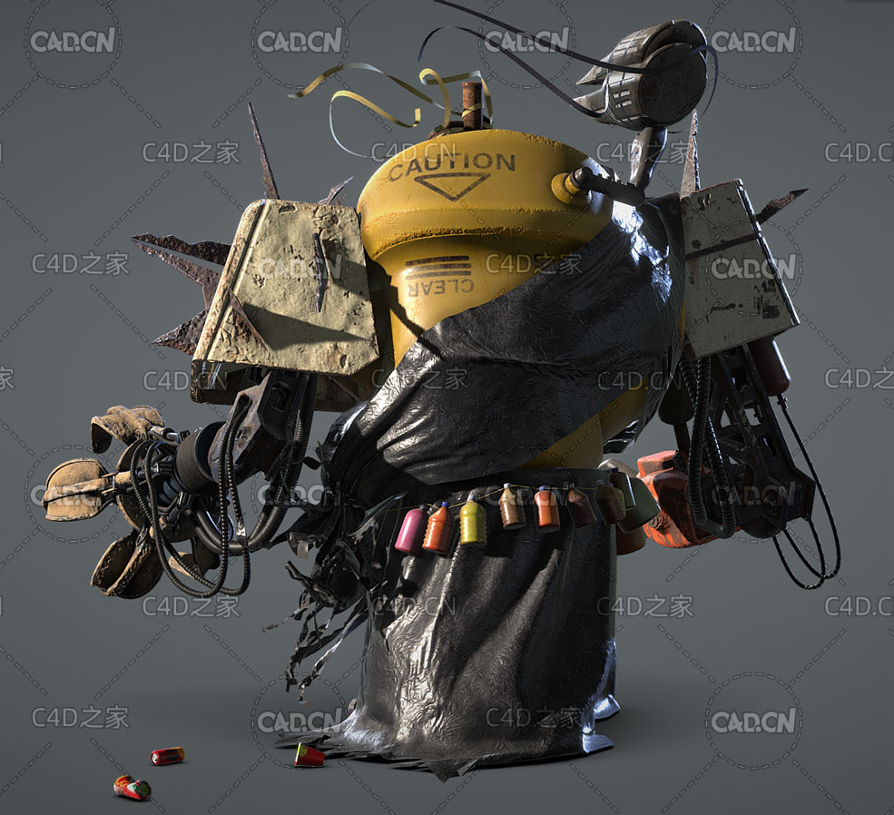 挂满垃圾的科幻骷髅战士C4D模型 Skeleton Warrior - C4D之家 - 99-2.jpg