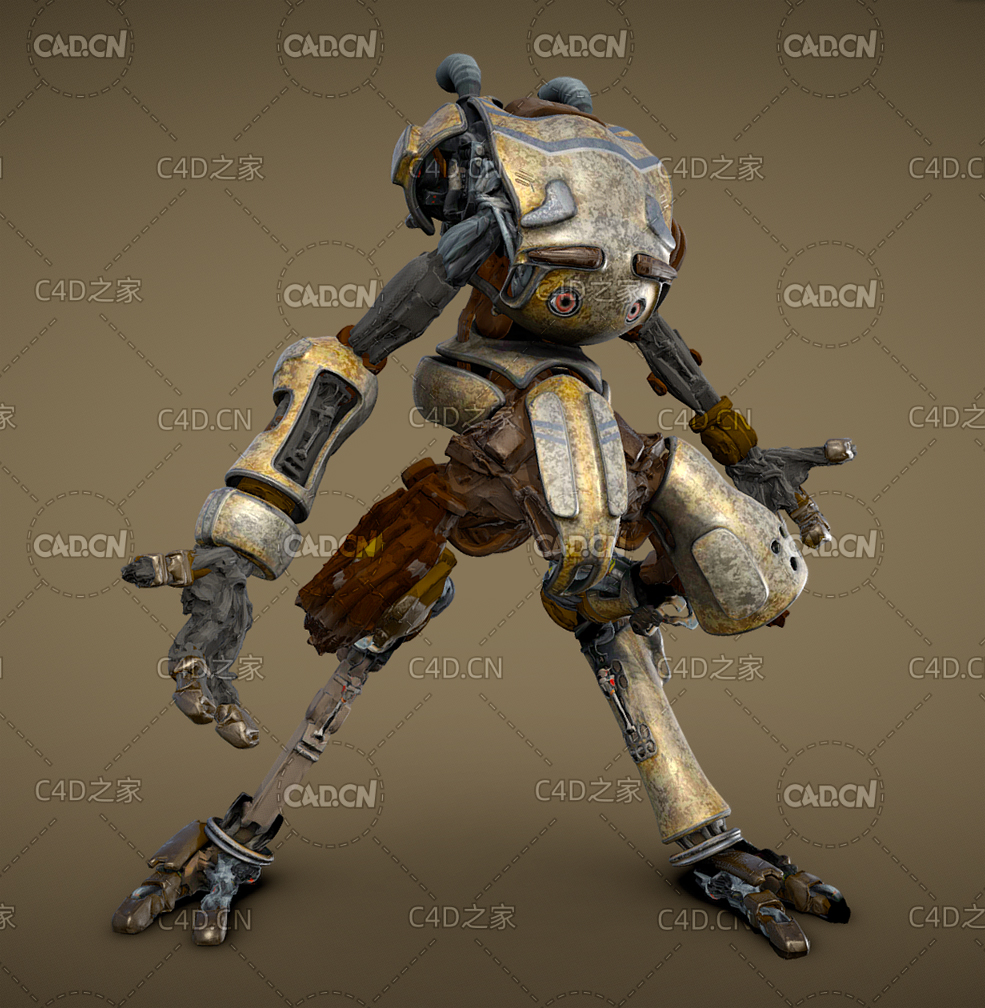 C4D金属外星科幻机械机器人模型 Hero 3d model