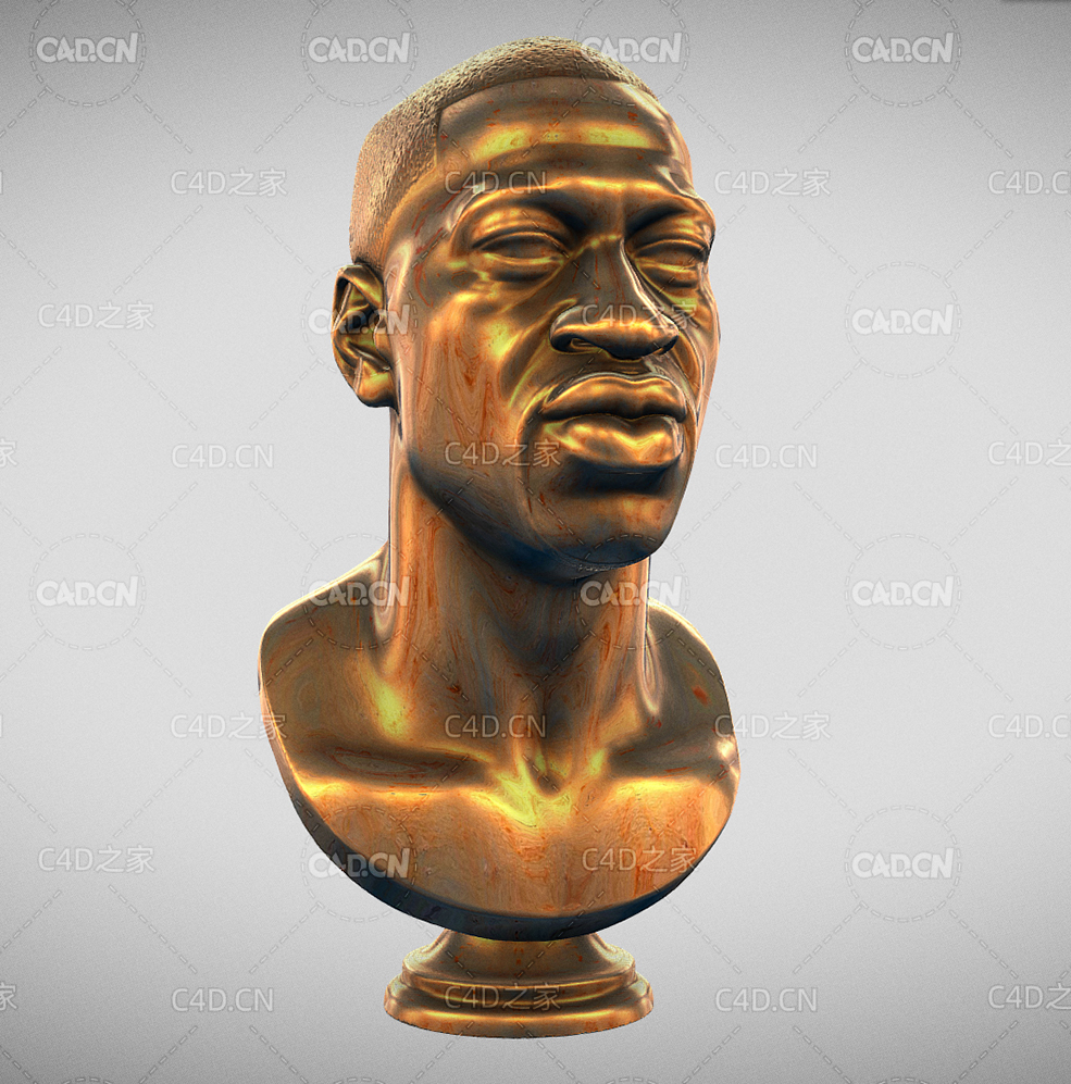 明星球员乔治·弗洛伊德铜像雕塑雕像C4D模型 George Floyd 3d model - C4D之家 - 01(1).jpg
