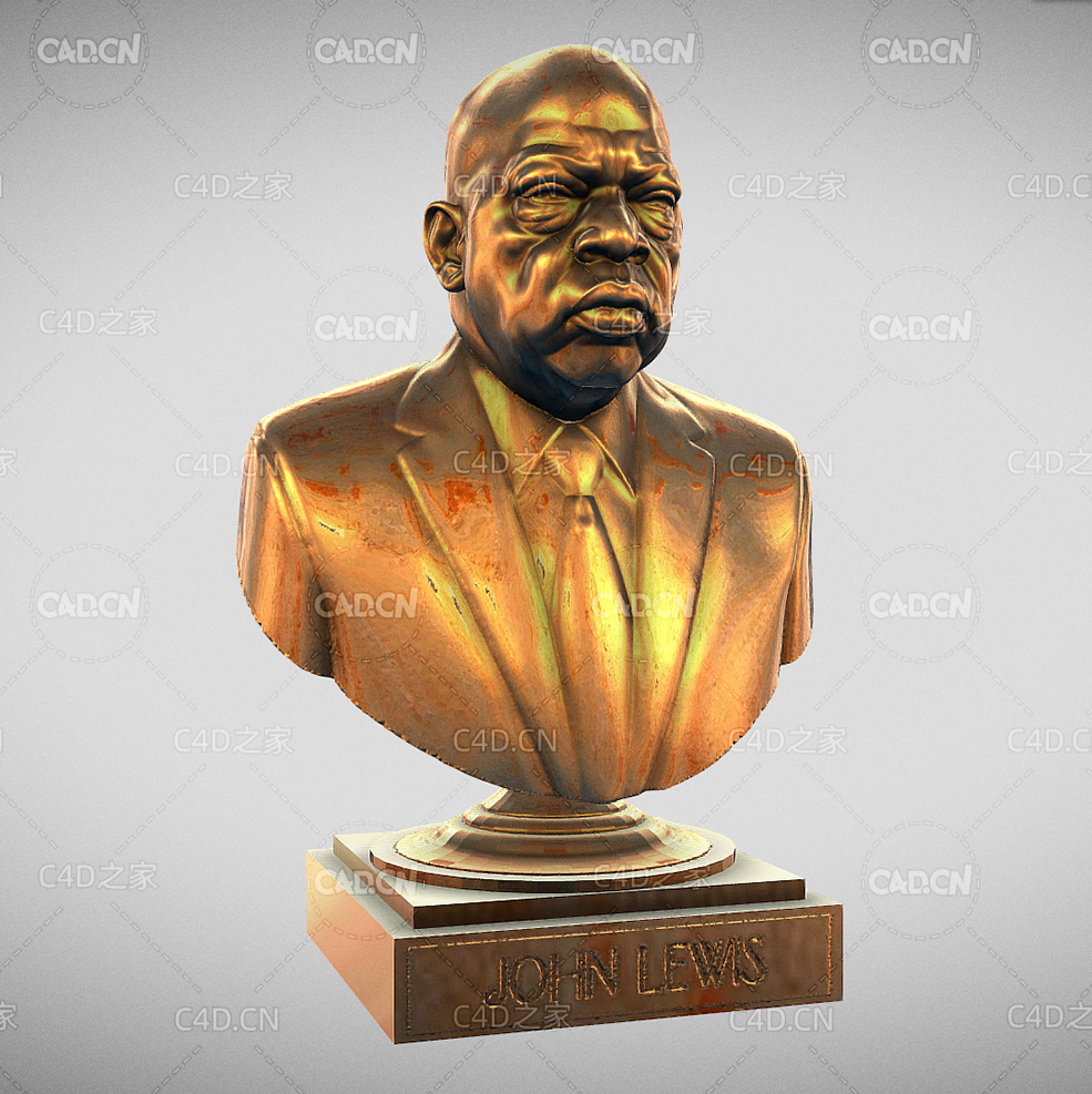 美国劳工**约翰·刘易斯铜像雕塑雕像C4D模型 Freedom Rider 3d model - C4D之家 - 03.jpg