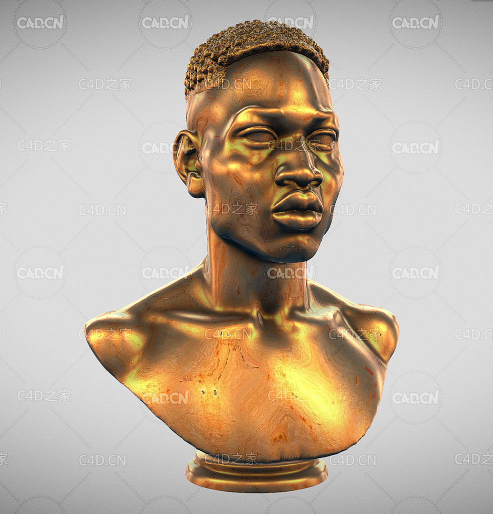 NBA球员艾莫铜像雕塑雕像C4D模型（Ahmaud）Arbery 3d model - C4D之家 - 04(1).jpg