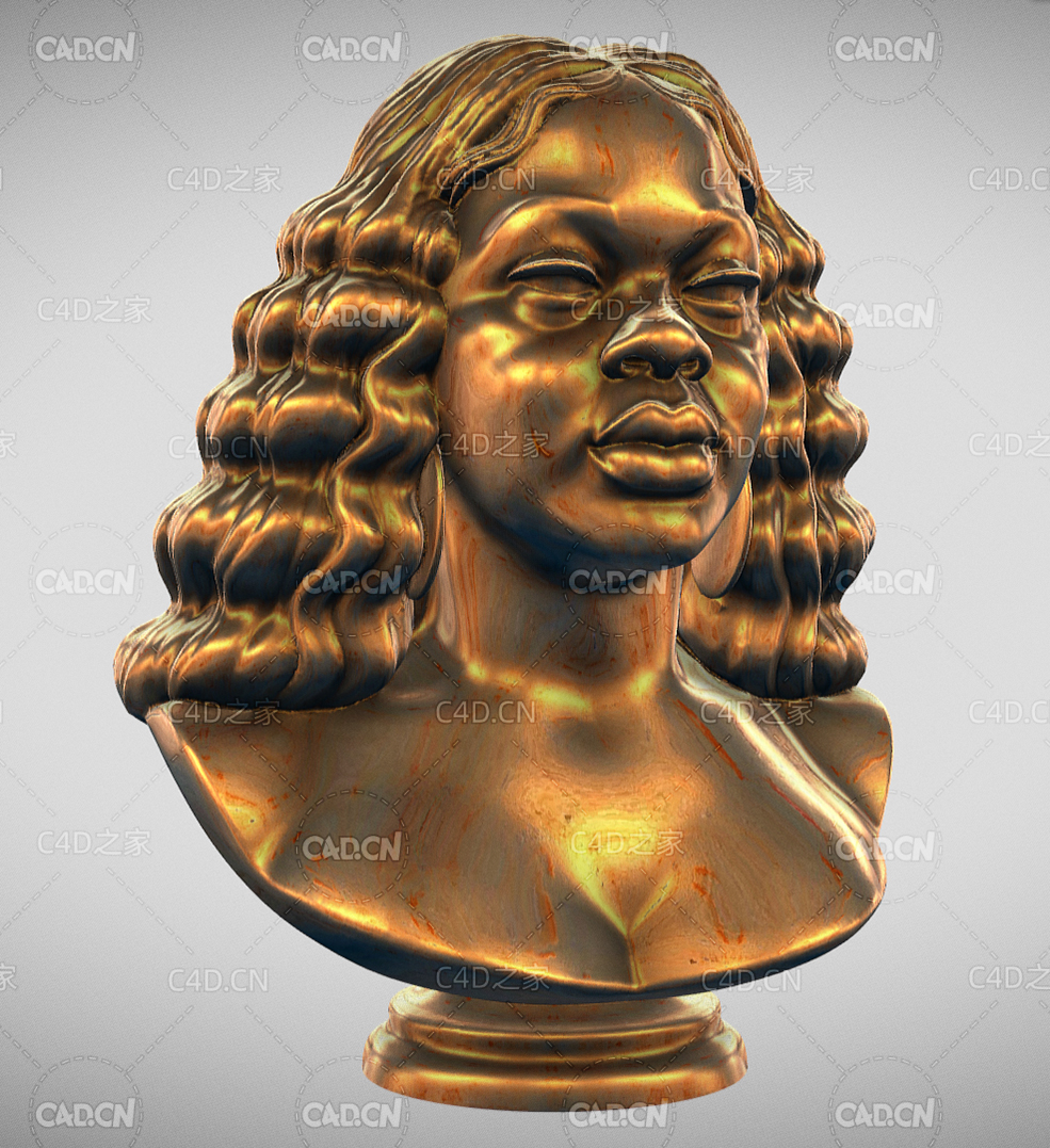 美国年轻黑人女性布伦娜·泰勒铜像雕塑雕像C4D模型（Breonna Taylor） - C4D之家 - 05.jpg