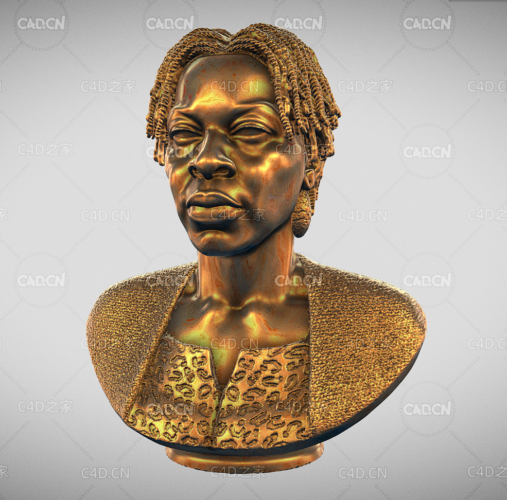 美国非洲裔桑德拉·布兰德铜像雕塑雕像C4D模型 Sandra Bland 3d model - C4D之家 - 06.jpg