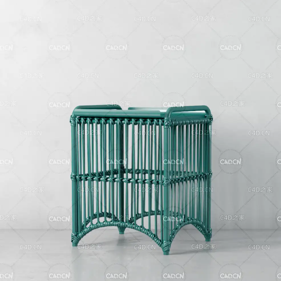 青绿色创意家具网线编织方凳C4D模型 chair 3d model - C4D之家 - 016.jpg