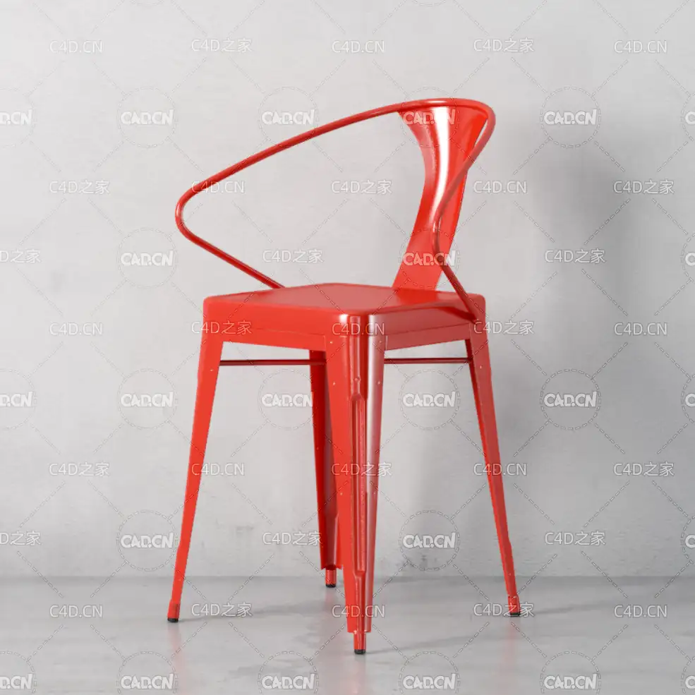 红色椅子简约休闲椅C4D模型 chair 3d model - C4D之家 - 018.jpg