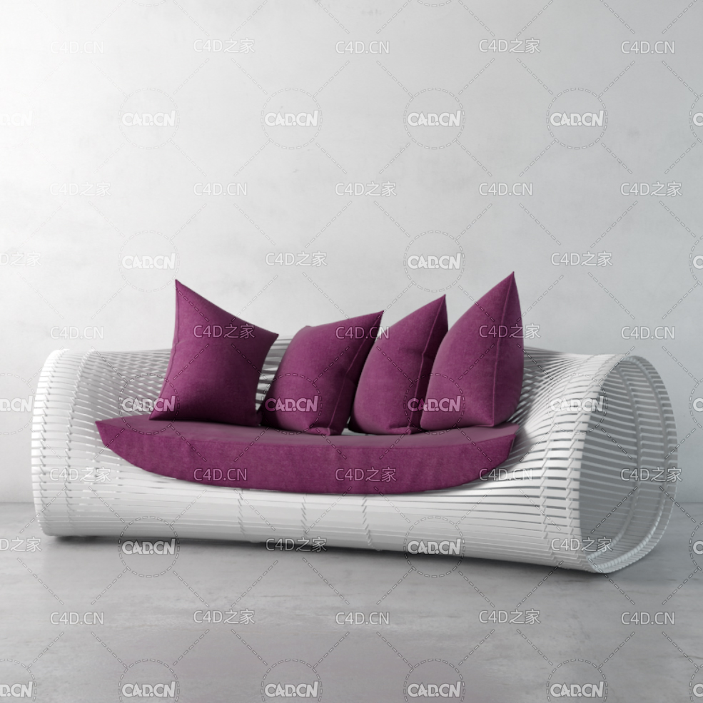 弯曲木条编织筒状客厅沙发C4D模型 chair 3d model - C4D之家 - 021.jpg